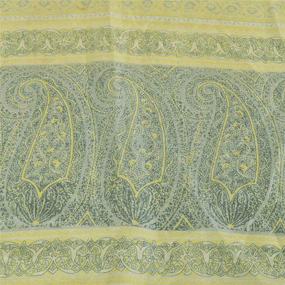 Sanskriti Vintage Sarees Green 100% Pure Silk Printed Sari 6+yd Craft Fabric