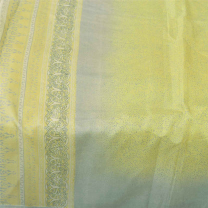 Sanskriti Vintage Sarees Green 100% Pure Silk Printed Sari 6+yd Craft Fabric