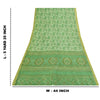 Sanskriti Vintage Sarees Green Zari Border Pure Silk Printed Sari 5+yd Fabric