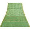 Sanskriti Vintage Sarees Green Zari Border Pure Silk Printed Sari 5+yd Fabric