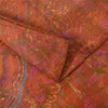 Sanskriti Vintage Sarees Orange Pure Silk Zari Border Printed Sari 6+yd Fabric