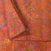 Sanskriti Vintage Sarees Orange Pure Silk Zari Border Printed Sari 6+yd Fabric