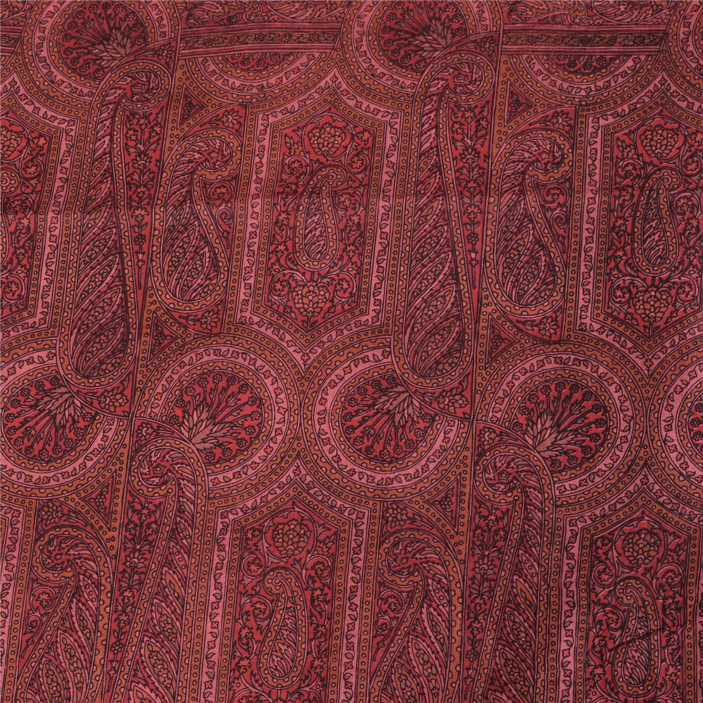 Sanskriti Vintage Sarees Pink Indian Pure Silk Printed Sari 6+yd Craft Fabric