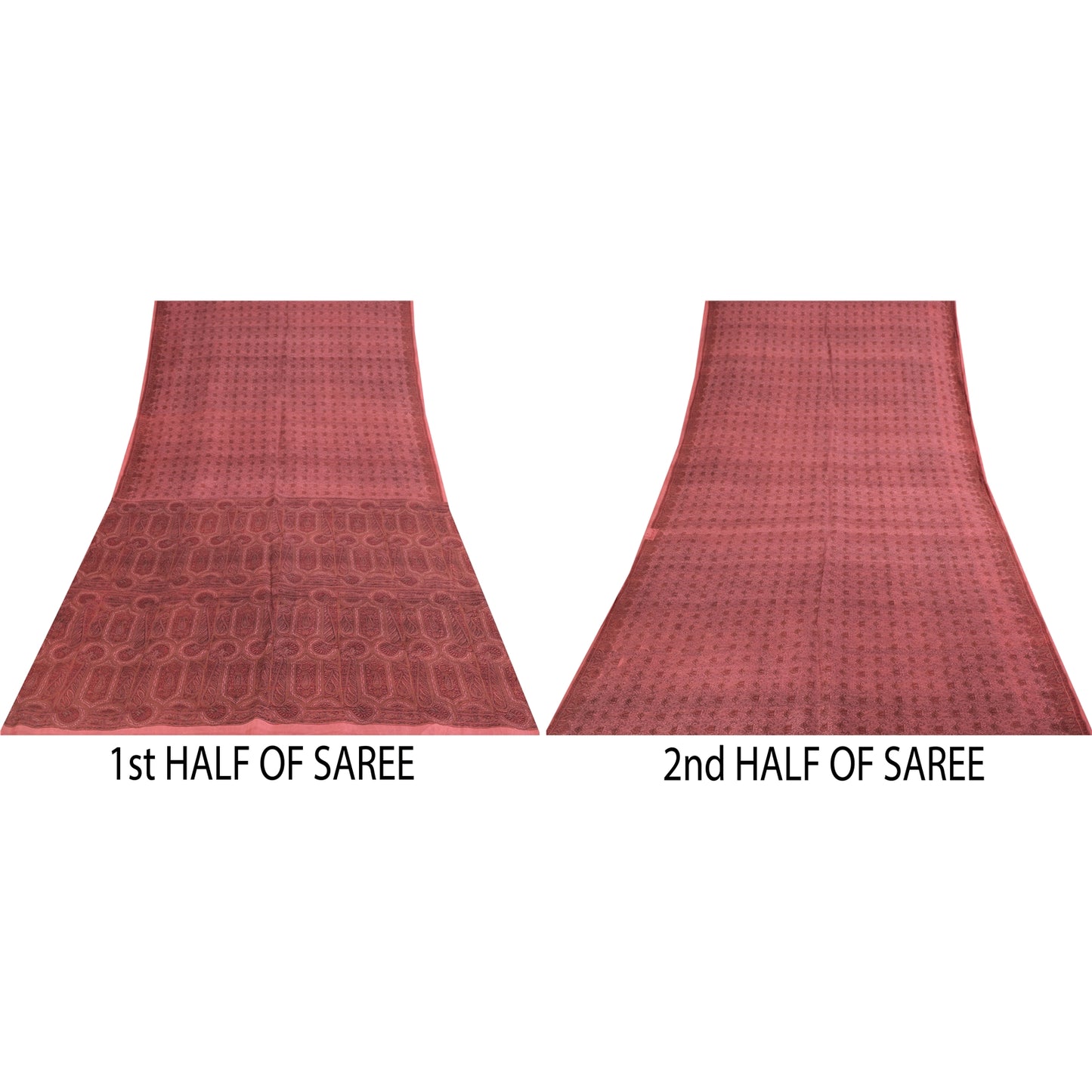 Sanskriti Vintage Sarees Pink Indian Pure Silk Printed Sari 6+yd Craft Fabric