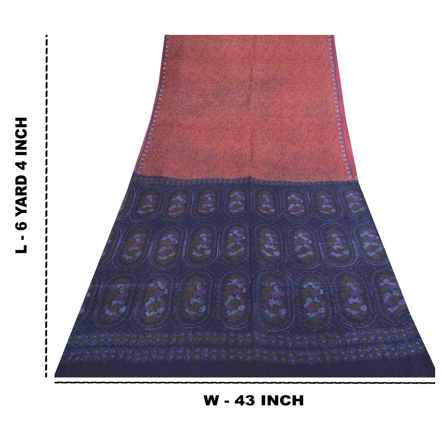 Sanskriti Vintage Sarees Blush Pink Pure Silk Printed Sari 6+yd Craft Fabric