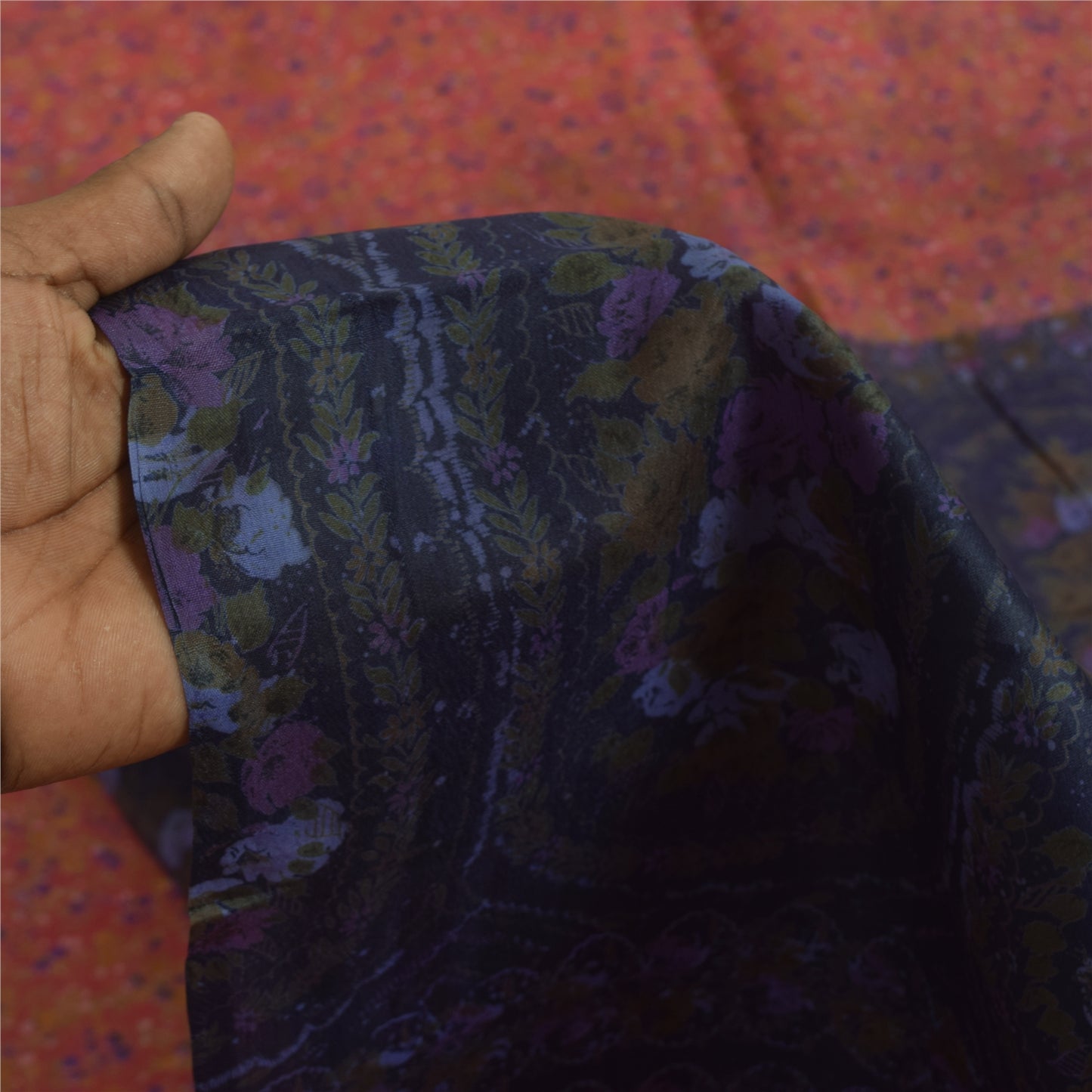 Sanskriti Vintage Sarees Blush Pink Pure Silk Printed Sari 6+yd Craft Fabric