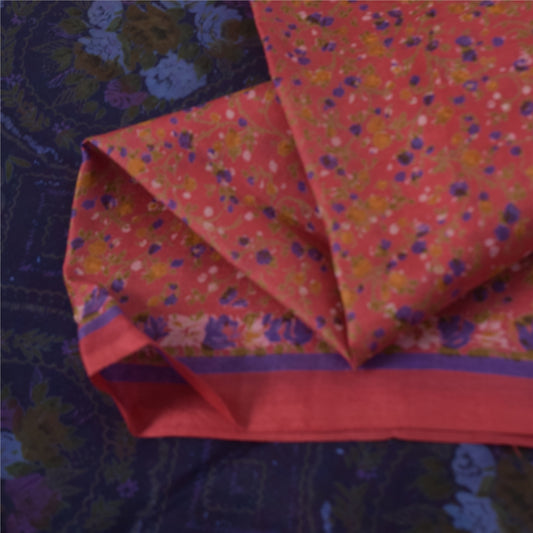 Sanskriti Vintage Sarees Blush Pink Pure Silk Printed Sari 6+yd Craft Fabric