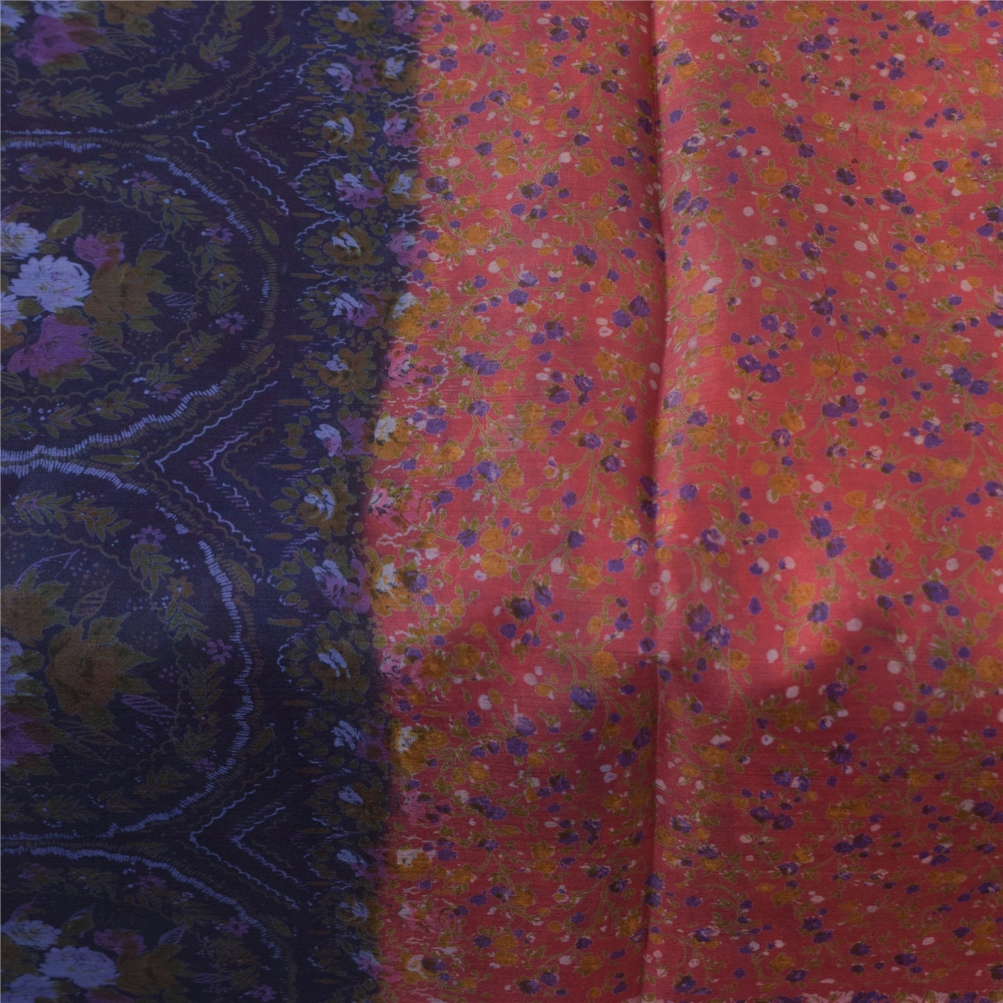 Sanskriti Vintage Sarees Blush Pink Pure Silk Printed Sari 6+yd Craft Fabric