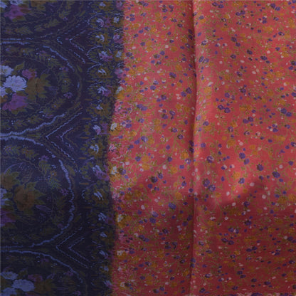 Sanskriti Vintage Sarees Blush Pink Pure Silk Printed Sari 6+yd Craft Fabric