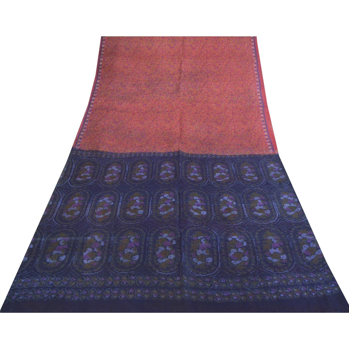 Sanskriti Vintage Sarees Blush Pink Pure Silk Printed Sari 6+yd Craft Fabric