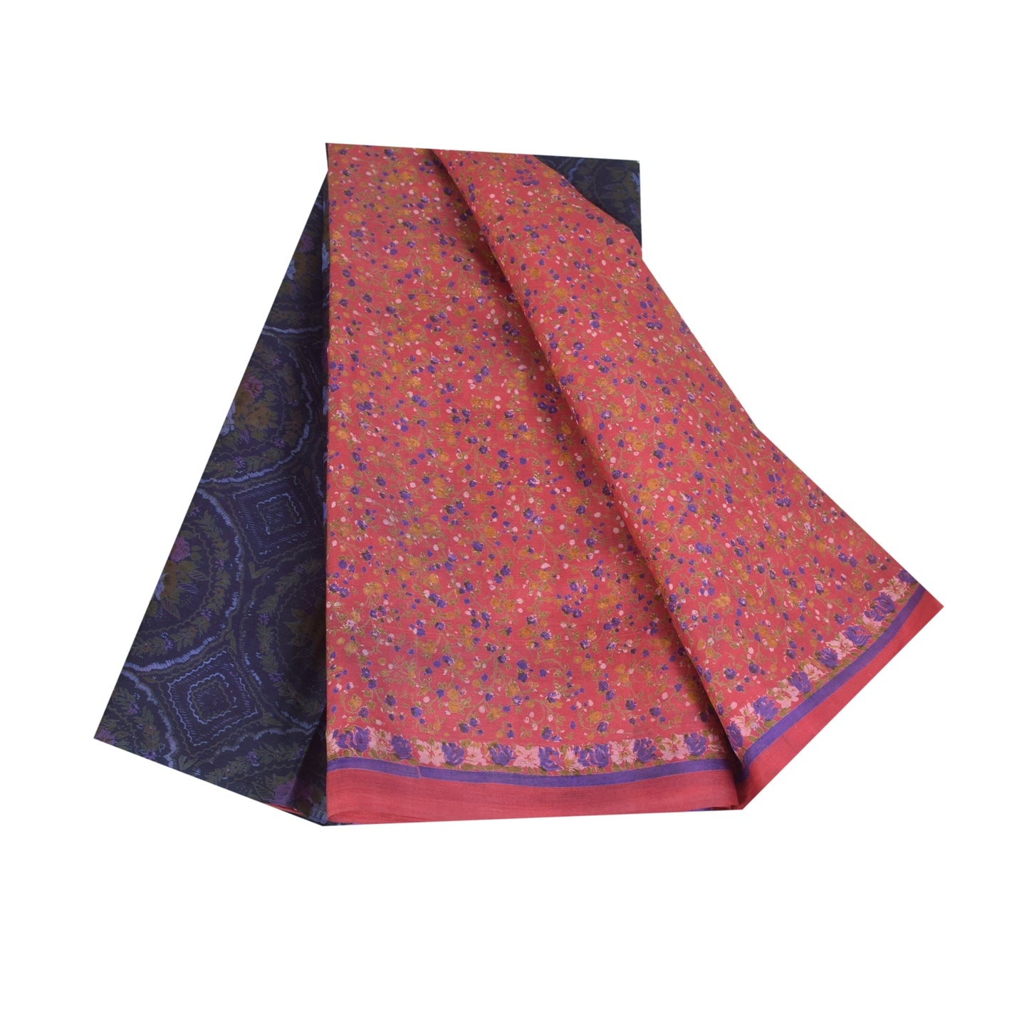 Sanskriti Vintage Sarees Blush Pink Pure Silk Printed Sari 6+yd Craft Fabric