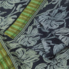 Sanskriti Vintage Sarees Black Pure Silk Floral Printed Sari 5+yd Craft Fabric