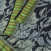 Sanskriti Vintage Sarees Black Pure Silk Floral Printed Sari 5+yd Craft Fabric