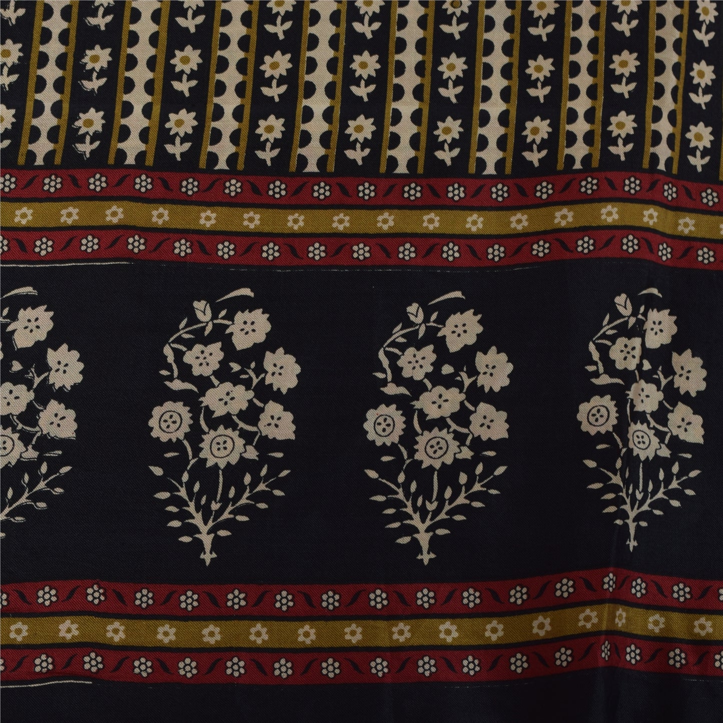 Sanskriti Vintage Sarees Red Indian Pure Silk Printed Sari 6+yd Craft Fabric