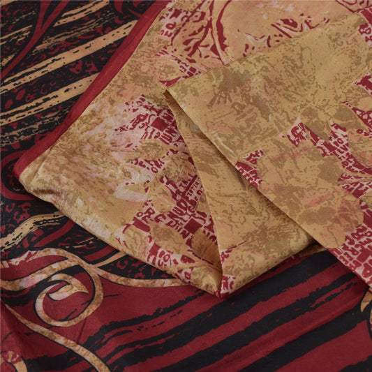Sanskriti Vintage Sarees Flerfarvet Ren Silke Trykt Sari 5+ yard Håndværksstof