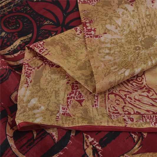 Sanskriti Vintage Sarees Flerfarvet Ren Silke Trykt Sari 5+ yard Håndværksstof