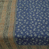 Sanskriti Vintage Sarees Indian Blue 100% Pure Silk Print Sari 5+yd Craft Fabric