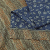 Sanskriti Vintage Sarees Indian Blue 100% Pure Silk Print Sari 5+yd Craft Fabric