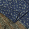 Sanskriti Vintage Sarees Indian Blue 100% Pure Silk Print Sari 5+yd Craft Fabric