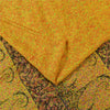 Sanskriti Vintage Sarees Yellow 100% Pure Silk Printed Sari 6+yd Craft Fabric