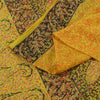 Sanskriti Vintage Sarees Yellow 100% Pure Silk Printed Sari 6+yd Craft Fabric