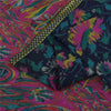 Sanskriti Vintage Sarees Blue Pure Silk Printed Woven Sari 5+yd Craft Fabric