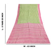 Sanskriti Vintage Sarees Green & Pink Pure Silk Printed Sari 5+yd Craft Fabric