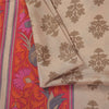 Sanskriti Vintage Sarees Ivory Pure Silk Bird Printed Sari 5+yd Craft Fabric