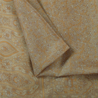 Санскритские винтажные сари кремового цвета с зари-каймом 100% чистый шелк с принтом сари 6 ярдов ткань