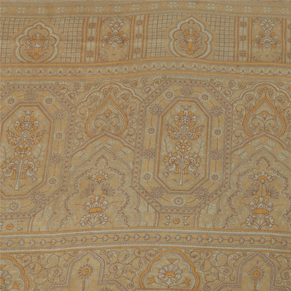 Санскритские винтажные сари кремового цвета с зари-каймом 100% чистый шелк с принтом сари 6 ярдов ткань