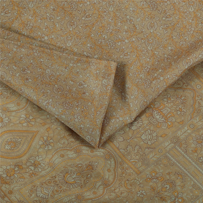 Санскритские винтажные сари кремового цвета с зари-каймом 100% чистый шелк с принтом сари 6 ярдов ткань