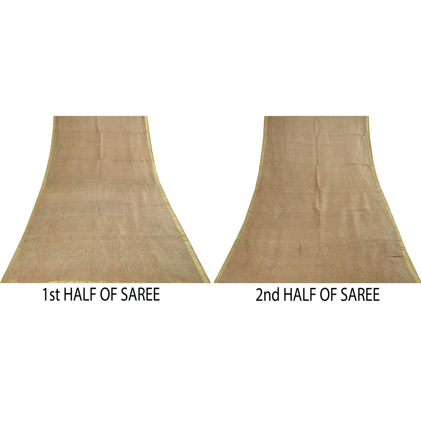 Санскритские винтажные сари кремового цвета с зари-каймом 100% чистый шелк с принтом сари 6 ярдов ткань