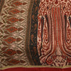 Sanskriti Vintage Sarees Peach & Red Pure Silk Printed Sari 5+yd Craft Fabric