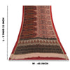 Sanskriti Vintage Sarees Peach & Red Pure Silk Printed Sari 5+yd Craft Fabric