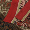 Sanskriti Vintage Sarees Peach & Red Pure Silk Printed Sari 5+yd Craft Fabric