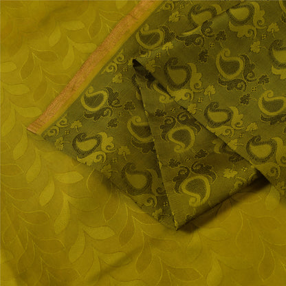 Sanskriti Vintage Sarees Green 100% Pure Silk Printed Sari 5+yd Craft Fabric