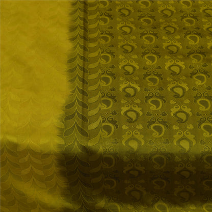 Sanskriti Vintage Sarees Green 100% Pure Silk Printed Sari 5+yd Craft Fabric