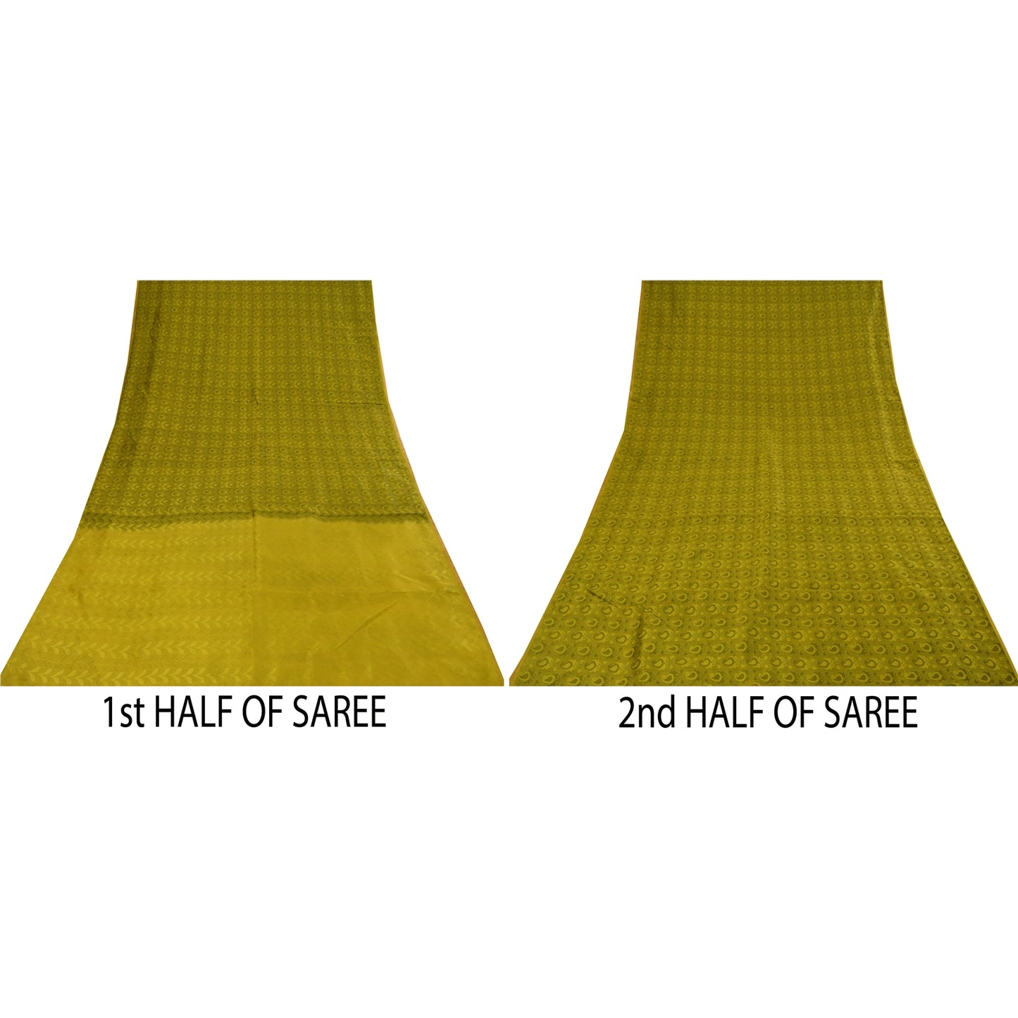 Sanskriti Vintage Sarees Green 100% Pure Silk Printed Sari 5+yd Craft Fabric