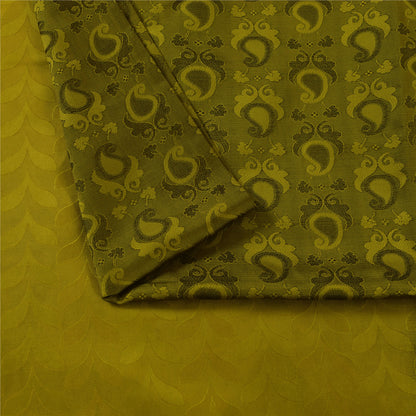 Sanskriti Vintage Sarees Green 100% Pure Silk Printed Sari 5+yd Craft Fabric