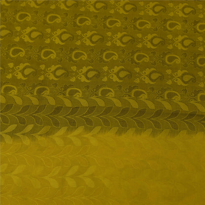 Sanskriti Vintage Sarees Green 100% Pure Silk Printed Sari 5+yd Craft Fabric