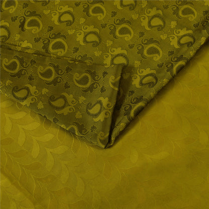 Sanskriti Vintage Sarees Green 100% Pure Silk Printed Sari 5+yd Craft Fabric