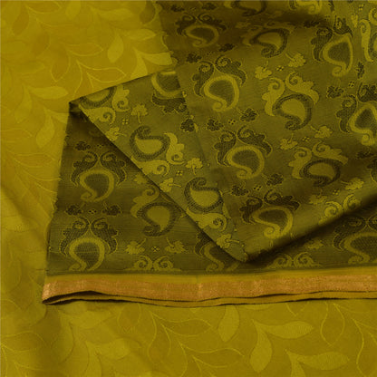 Sanskriti Vintage Sarees Green 100% Pure Silk Printed Sari 5+yd Craft Fabric