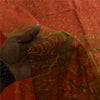 Sanskriti Vintage Sarees Orange Indisk Ren Silke Trykt Sari 6yd Håndværksstof