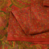 Sanskriti Vintage Sarees Orange Indisk Ren Silke Trykt Sari 6yd Håndværksstof