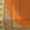 Sanskriti Vintage Sarier Brun Ren Silke Blomsterprintet Sari 5+ yard Håndværksstof