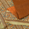 Sanskriti Vintage Sarier Brun Ren Silke Blomsterprintet Sari 5+ yard Håndværksstof
