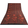 Sanskriti Vintage Sarees Red & Black Pure Silk Printed Sari 5+yd Craft Fabric