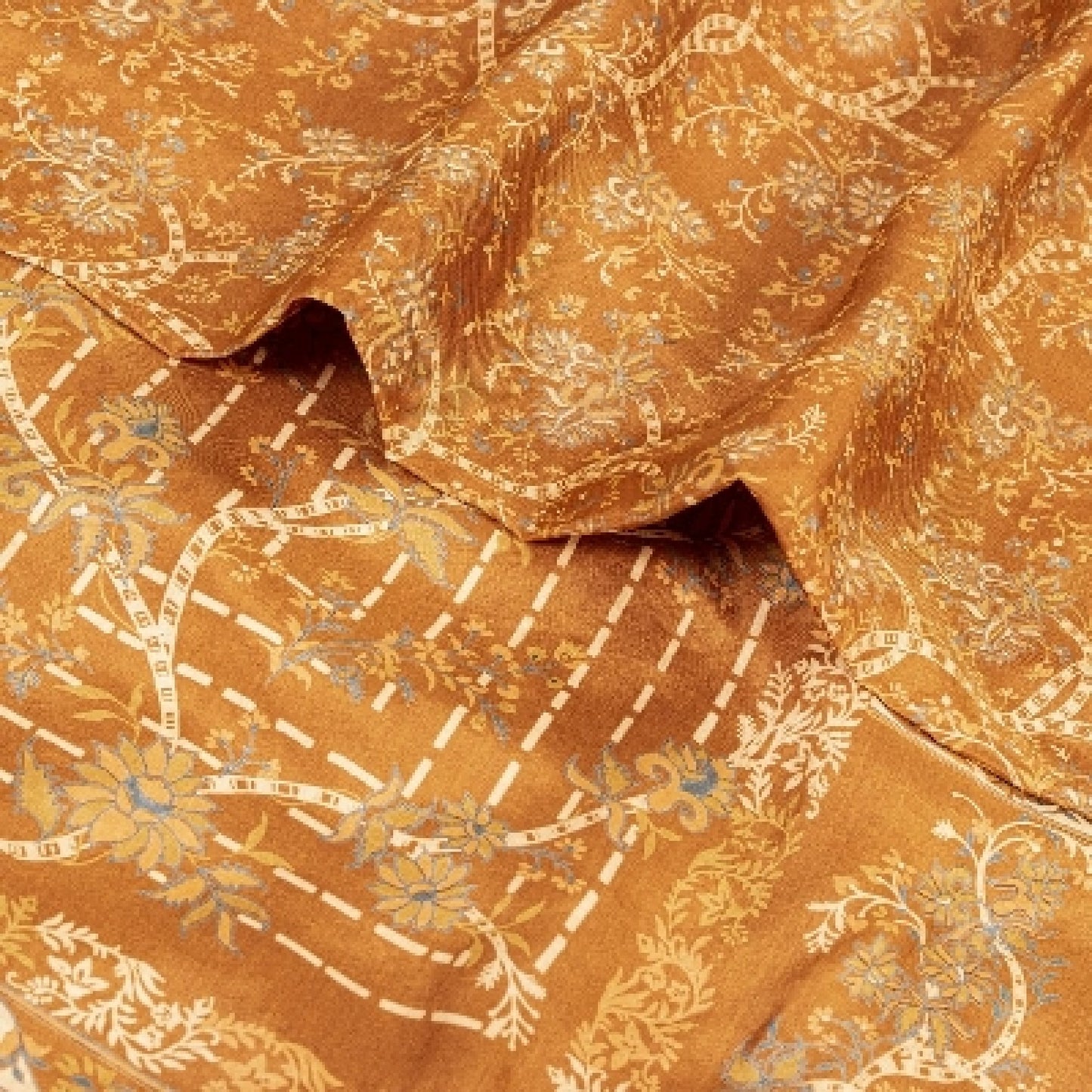 Sanskriti Vintage Sarees Orange Indian Pure Silk Printed Sari 6+yd Craft Fabric