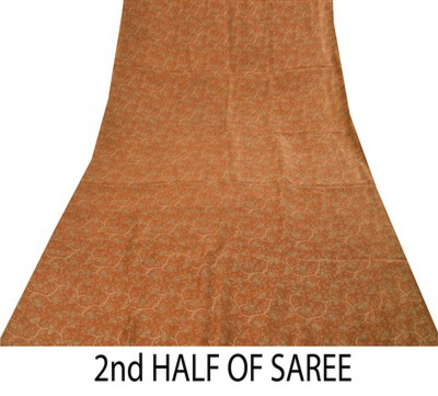 Sanskriti Vintage Sarees Orange Indian Pure Silk Printed Sari 6+yd Craft Fabric