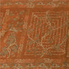 Sanskriti Vintage Sarees Orange Indian Pure Silk Printed Sari 6+yd Craft Fabric
